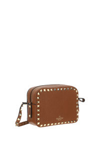 Small Rockstud Calfskin Crossbody Bad - Tan.