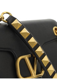 Stud Sign Nappa Shoulder Bag - Black