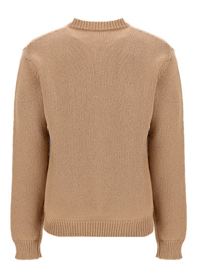 Marino Wool Sweater Logo - Beige