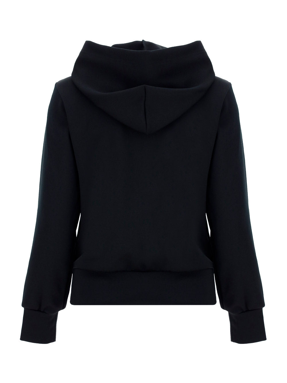 Heart-embroidered Pullover Hoodie - Black.