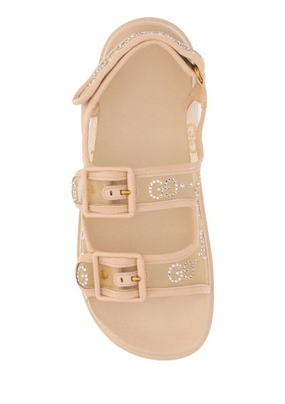 Women's GG Sandal with Crystals - Rose Beige