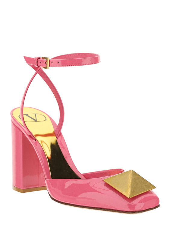 One Stud Pump in Patent Leather 90mm - Pink