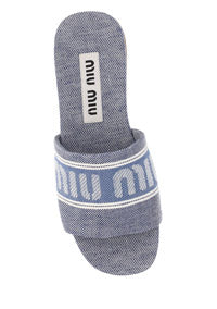 Logo-Jacquard Denim Sandals