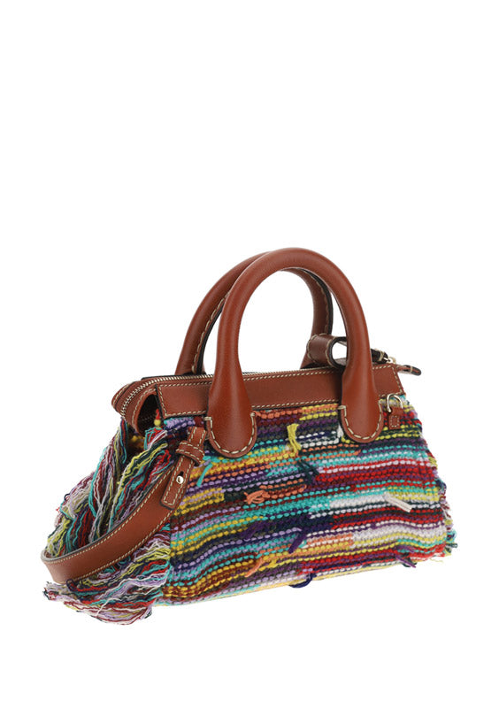 Edith Mini Bag in Recycled Cashmere Knit & Buffalo Leather - Multicolor