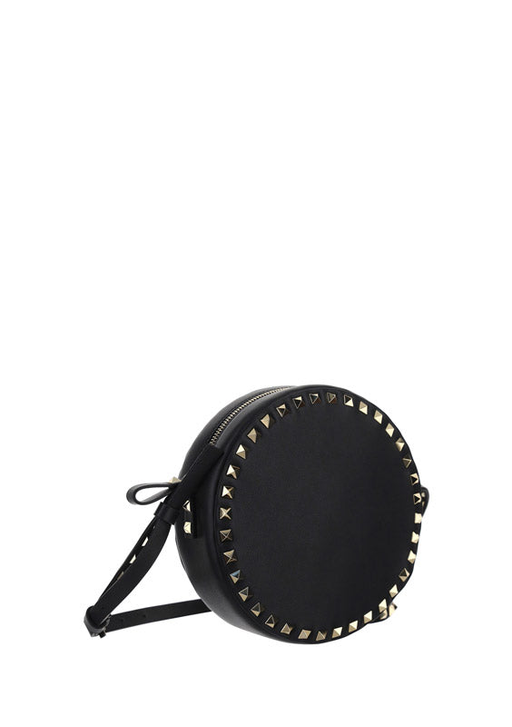 Rockstud Round Shoulder Bag - Black