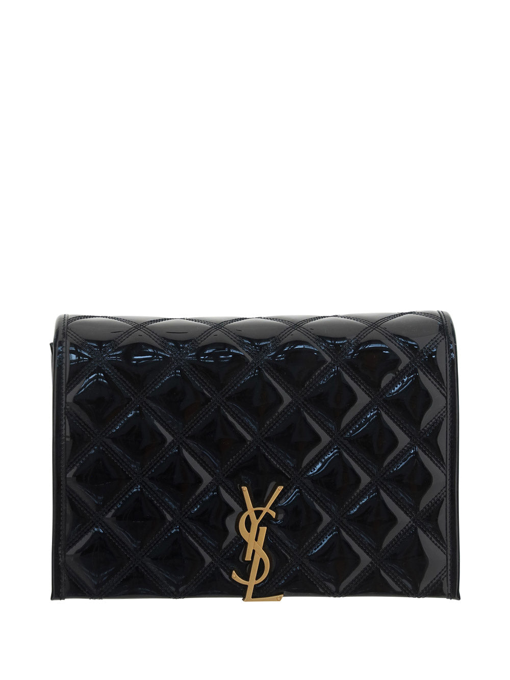 Women's Black Becky Mini Chain Bag In Quilted Patent Leather - Black