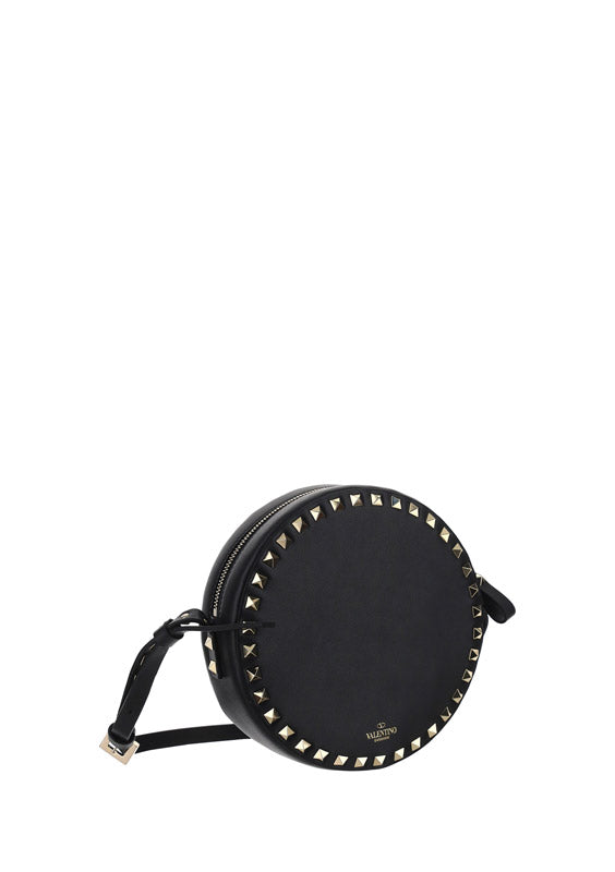 Rockstud Round Shoulder Bag - Black