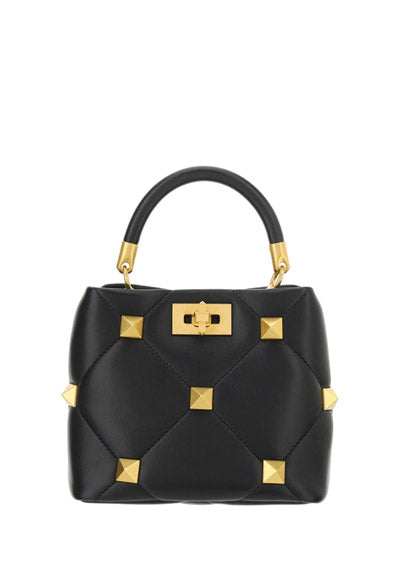 Small Roman Stud The Handle Bag In Nappa - Black