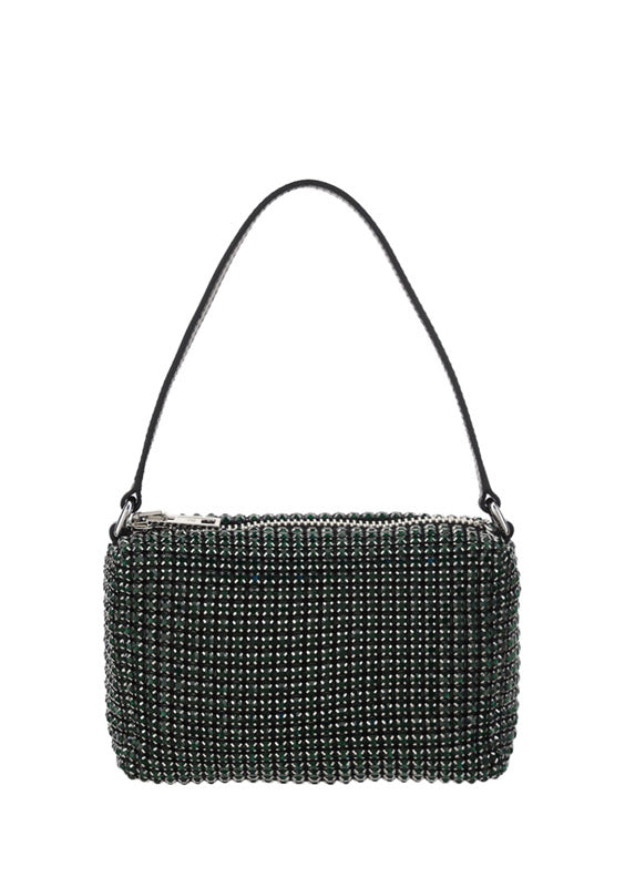 Heiress Medium Pouch Bag in Rhinestone Mesh