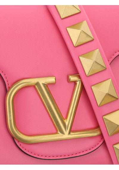 Stud Sign Nappa Shoulder Bag - Pink