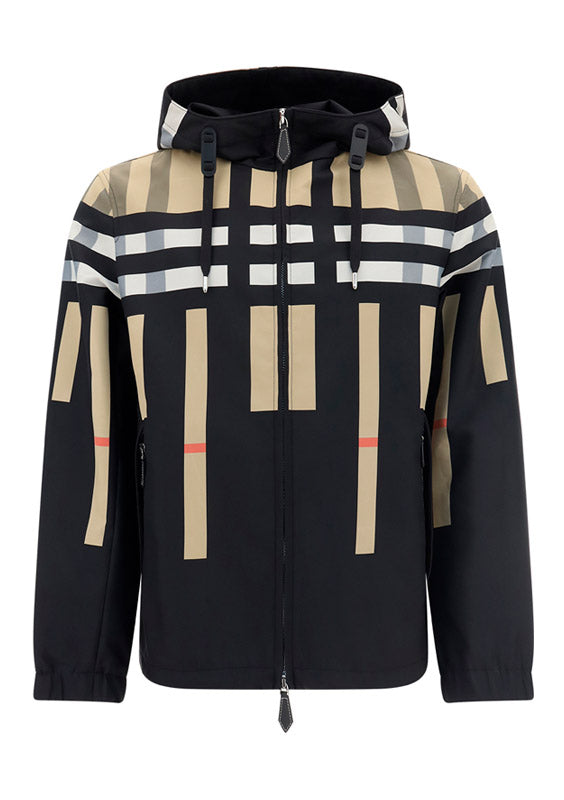 Sliced Check Nylon Hooded Jacket - Archive Beige