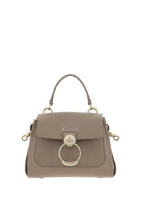Mini Tess Day Bag in Grained & Shiny Calfskin - Powder
