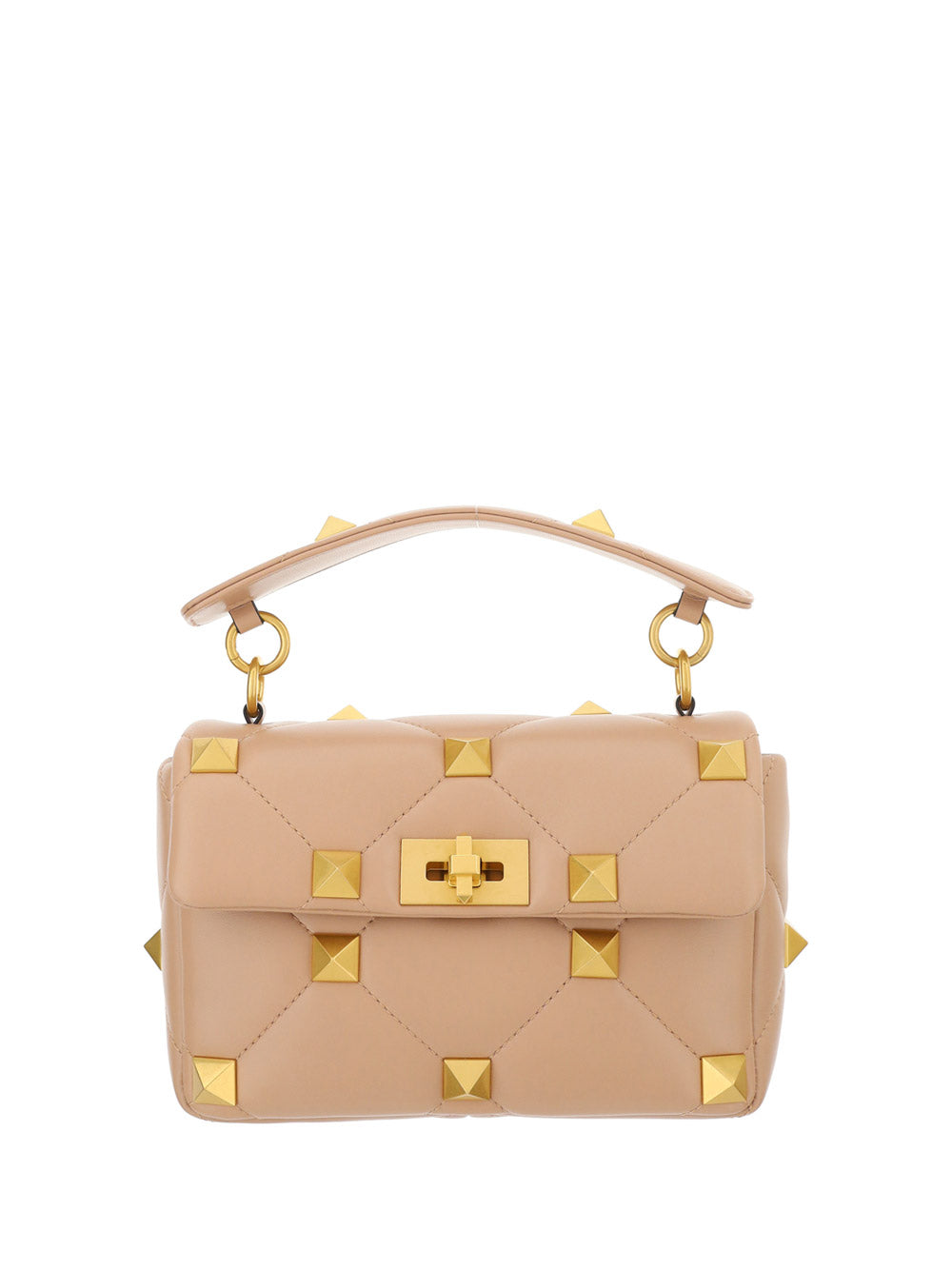 Medium Roman Stud The Shoulder Bag In Nappa With Chain - Beige