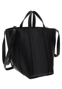 Everyday Small North-South Shoulder Tote Bag In Grained Calfskin - Black