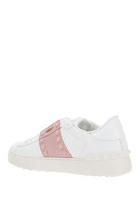 Open Sneaker In Calfskin Leather - White / Pink