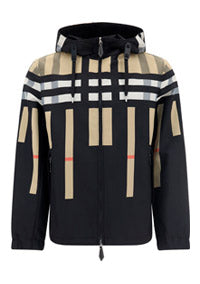 Sliced Check Nylon Hooded Jacket - Archive Beige