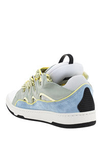 Leather Curb Sneakers - Grey / Blue