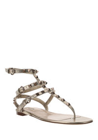 Rockstud Metallic Flat Flip-FLop Sandal - Skin