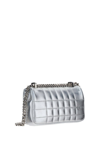 Quilted Metallic Leather Mini Lola Bag - Silver