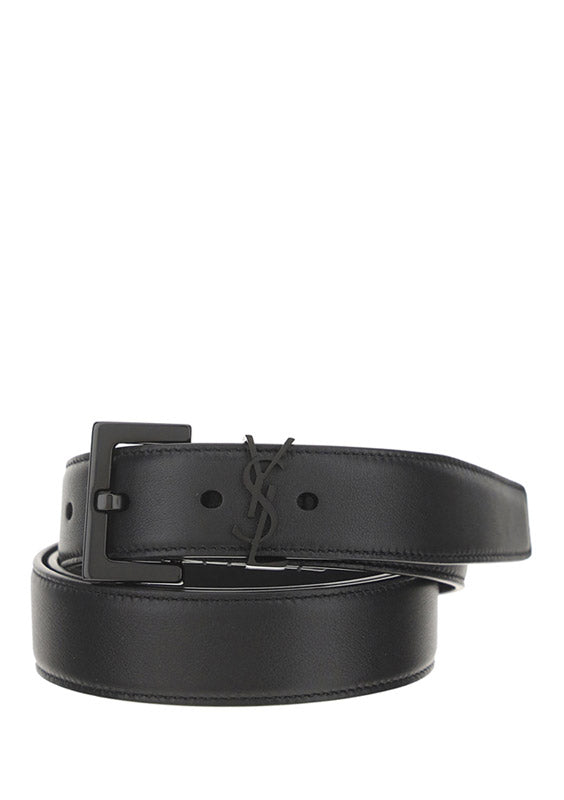 Monogram Belt In Smooth Leather - Black