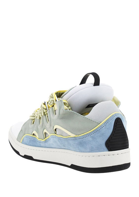 Leather Curb Sneakers - Grey / Blue