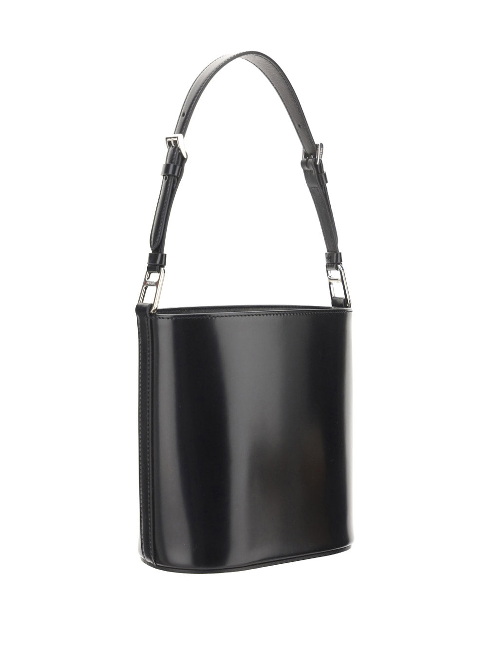 Brushed Leather Bucket Shoulder & Crossbody Bag - Black.
