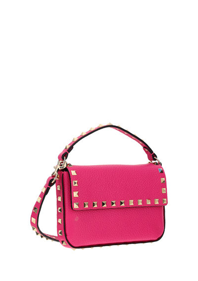 Rockstud Grainy Calfskin Pouch - Pink PP