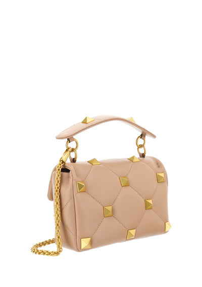 Medium Roman Stud The Shoulder Bag In Nappa With Chain - Beige