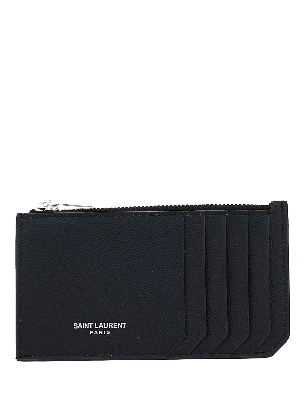 Fragments Zipped Card Case In Grain De Poudre Embossed Leather - Black