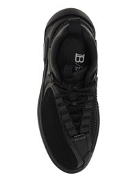 Reflective Material and Mesh B-Runner Sneakers - Black