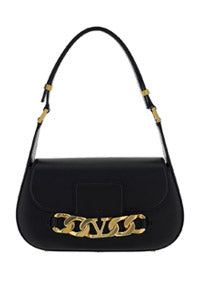 Vlogo Chain Shoulder Bag in Calfskin - Black