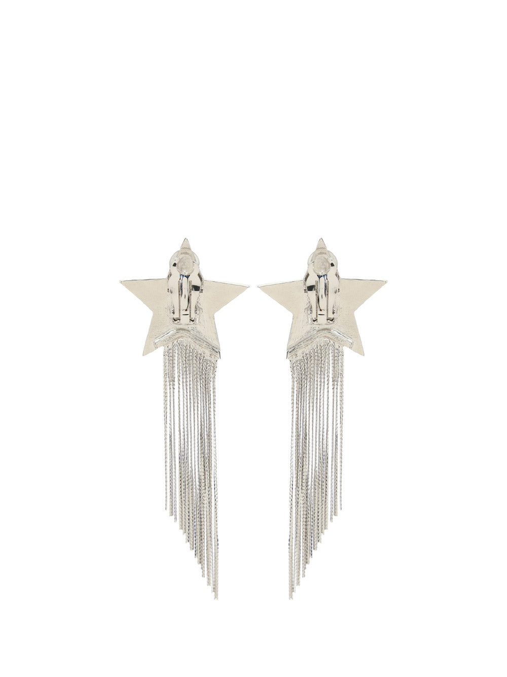 Star Earrings With Brass Chains - Palladium