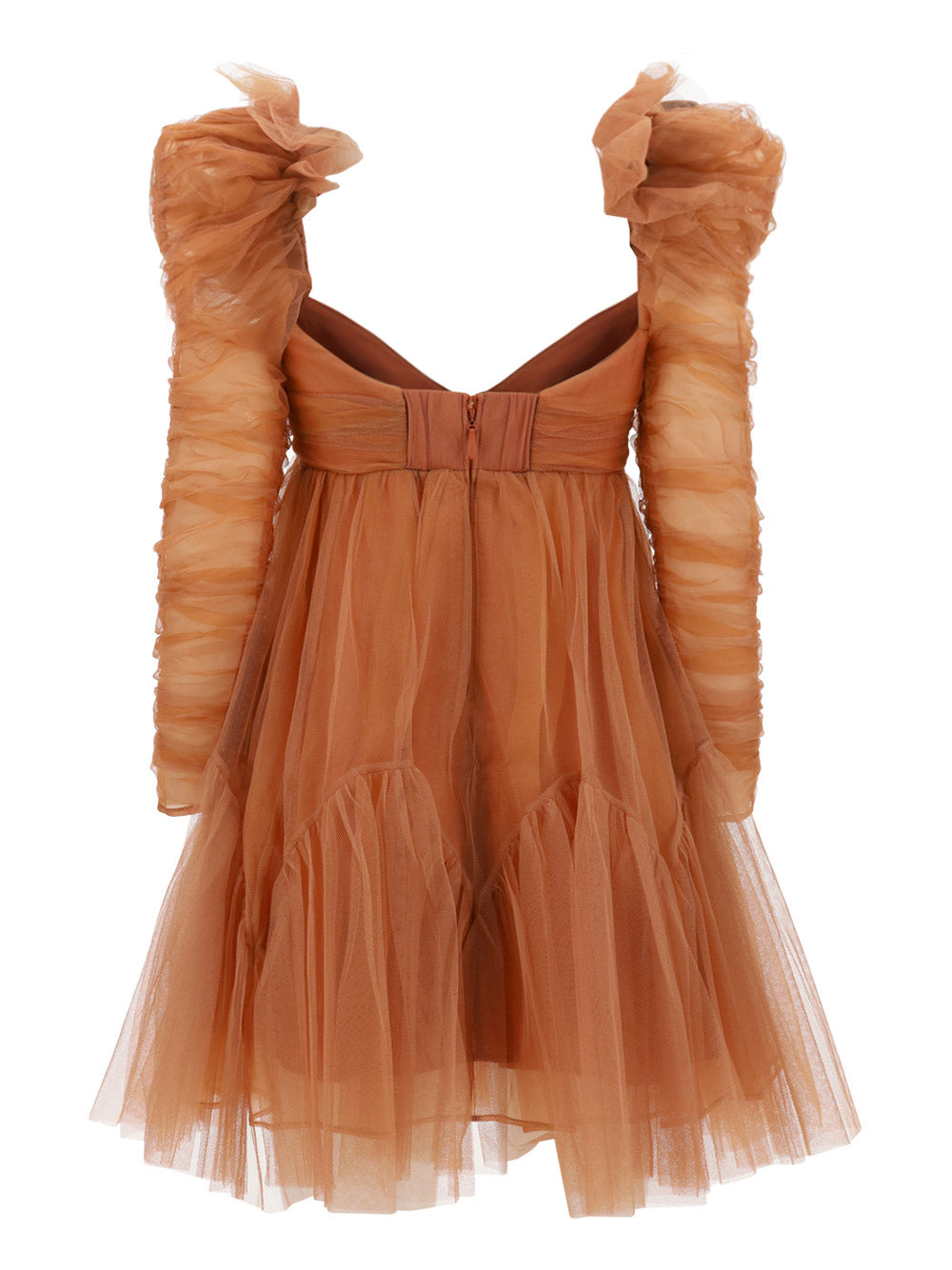 Tulle Ruched Mini Dress - Lipstick