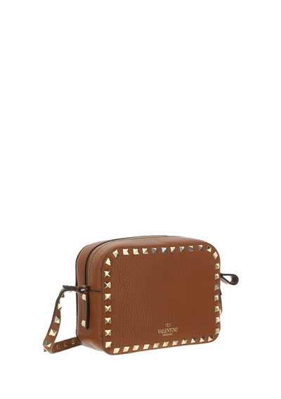 Small Rockstud Calfskin Crossbody Bad - Tan.
