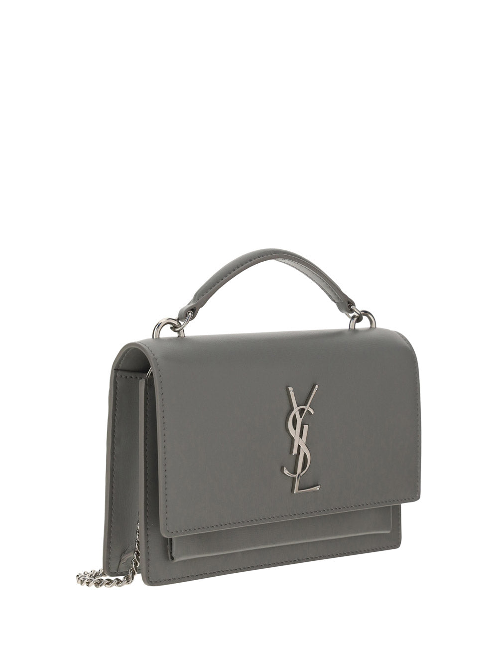 Sunset Chain Wallet Bag in Smooth Leather - Grey