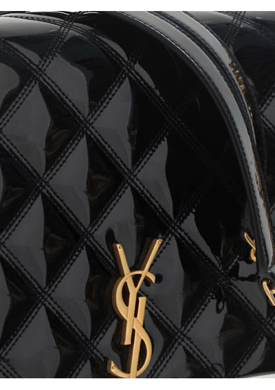Women's Black Becky Mini Chain Bag In Quilted Patent Leather - Black