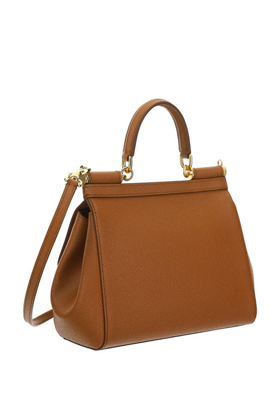 Small Sicily Bag In Dauphine Calfskin - Brown