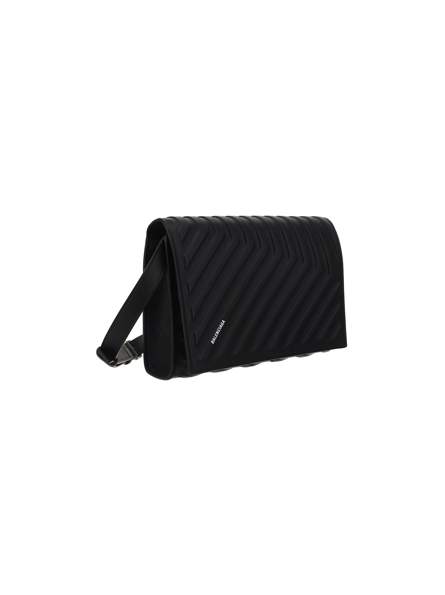 Car Flap Bag With Strap - Black