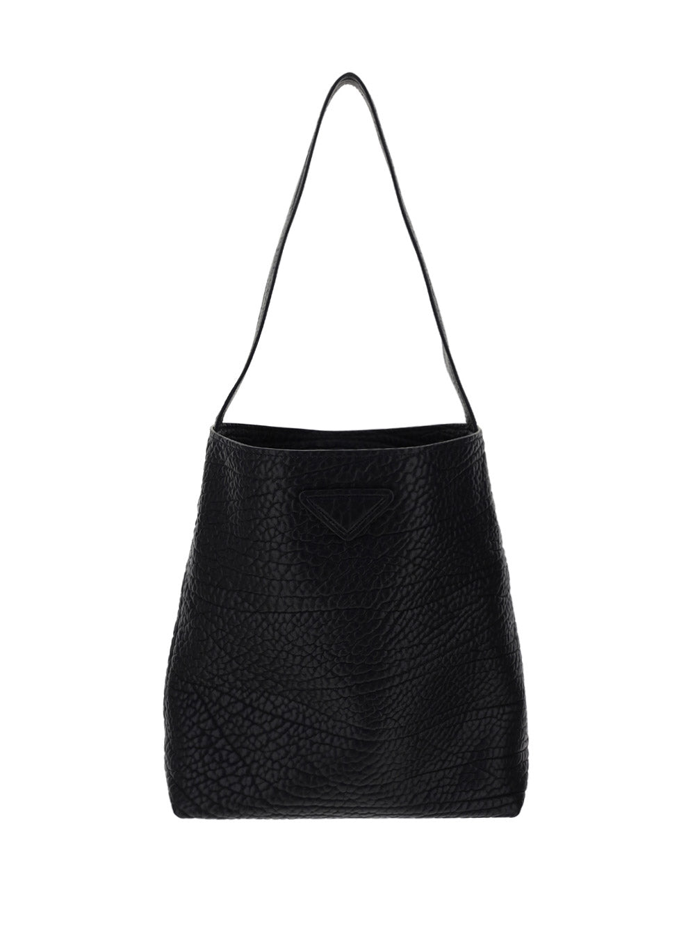 Hammered Leather Shopping Bag - Black