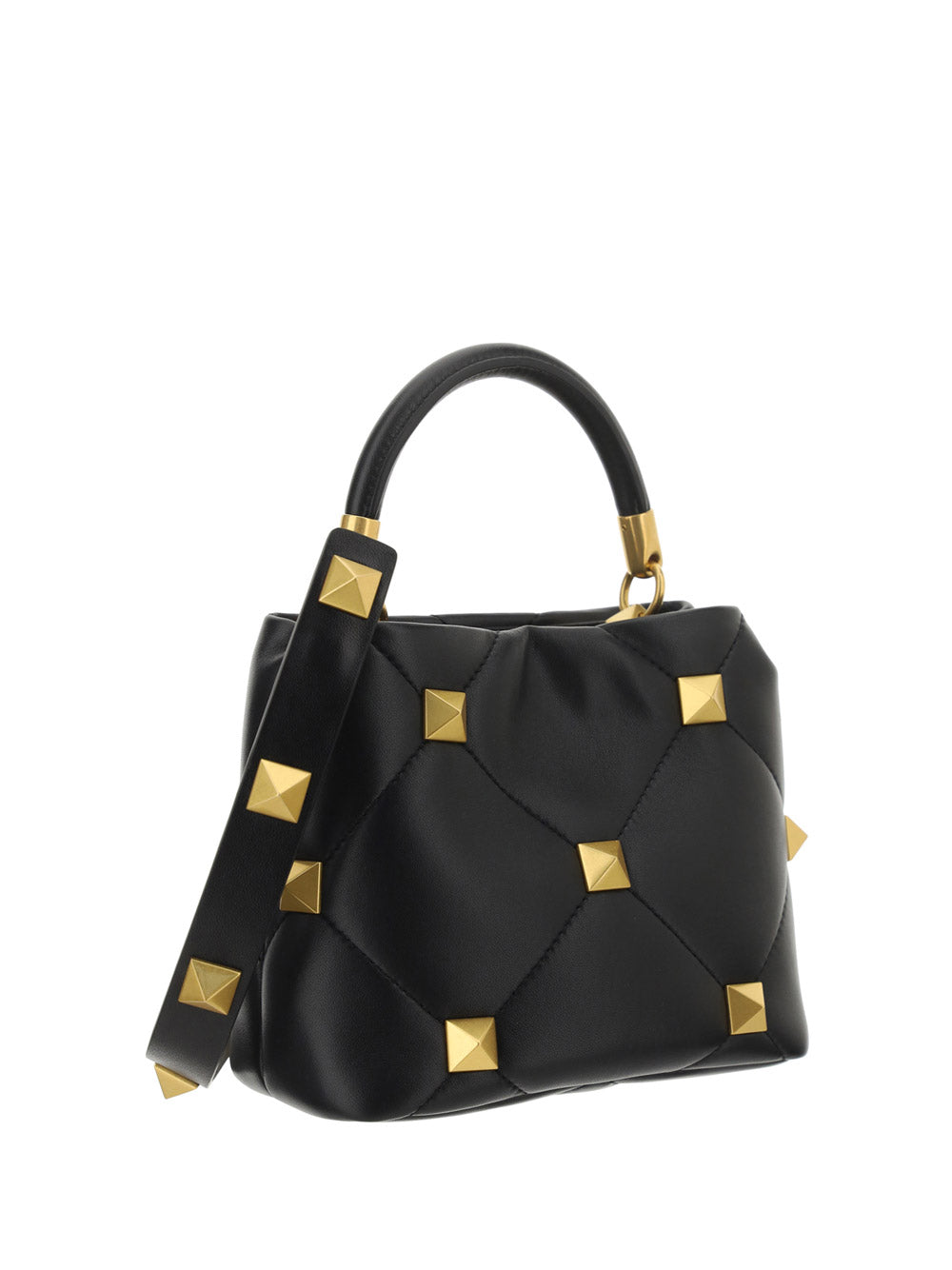 Small Roman Stud The Handle Bag In Nappa - Black