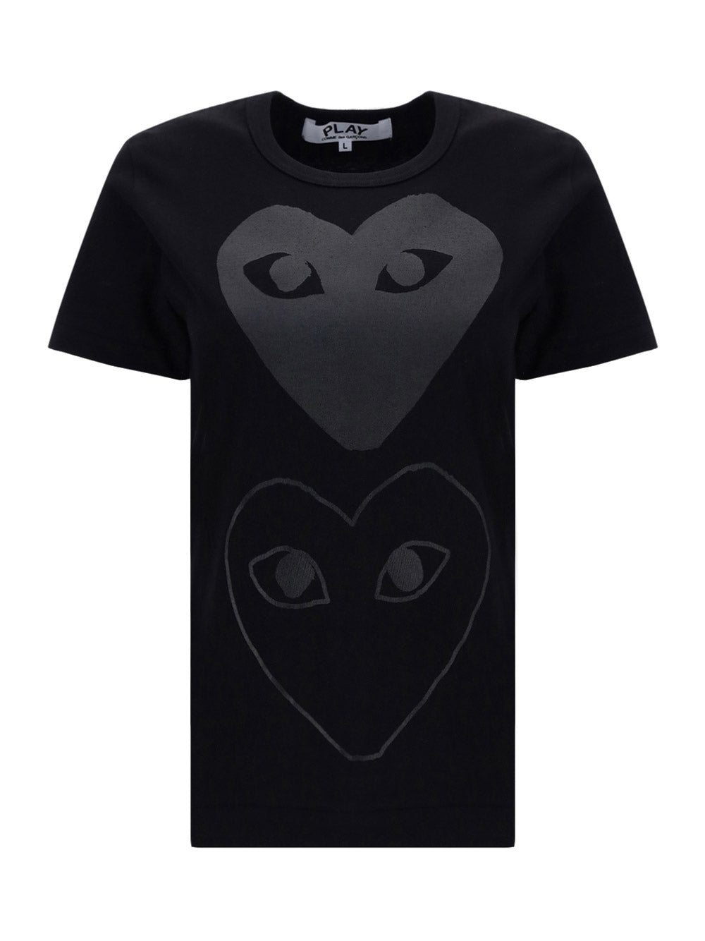 Tonal Heart Print T-shirt - Black.