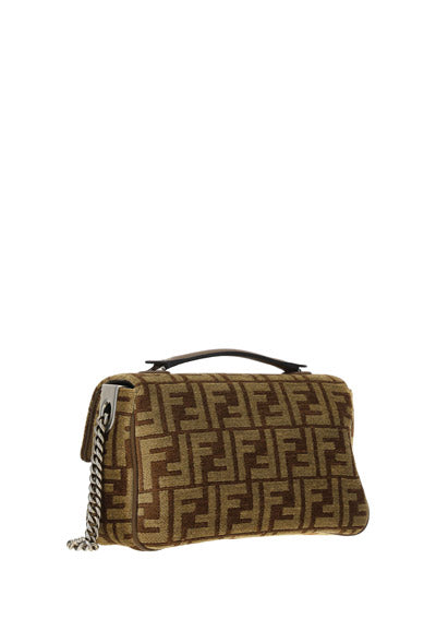 FF Tapestry Baguette Chain Midi Bag - Brown