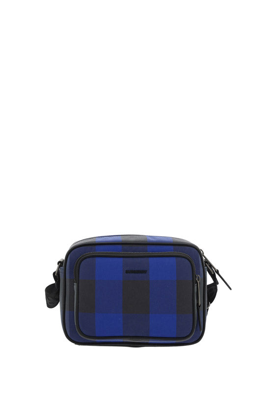 Check Cotton Crossbody Bag - Oceanic Blue