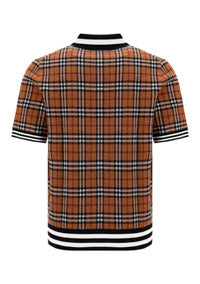 Monogram Motif Check Wool Jacquard Polo Shirt - Birch Brown