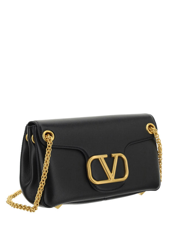 Stud Sign Nappa Shoulder Bag - Black