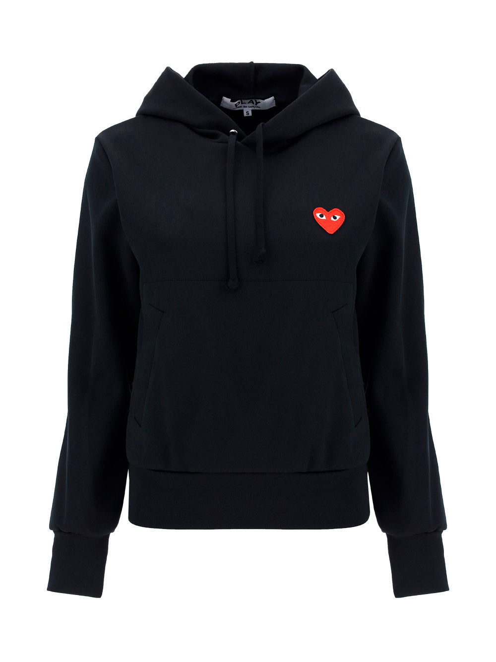 Heart-embroidered Pullover Hoodie - Black.