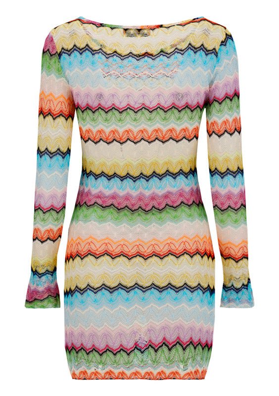 Long Sleeve Mini Dress - Multi