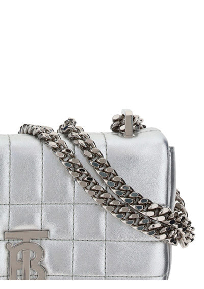 Quilted Metallic Leather Mini Lola Bag - Silver
