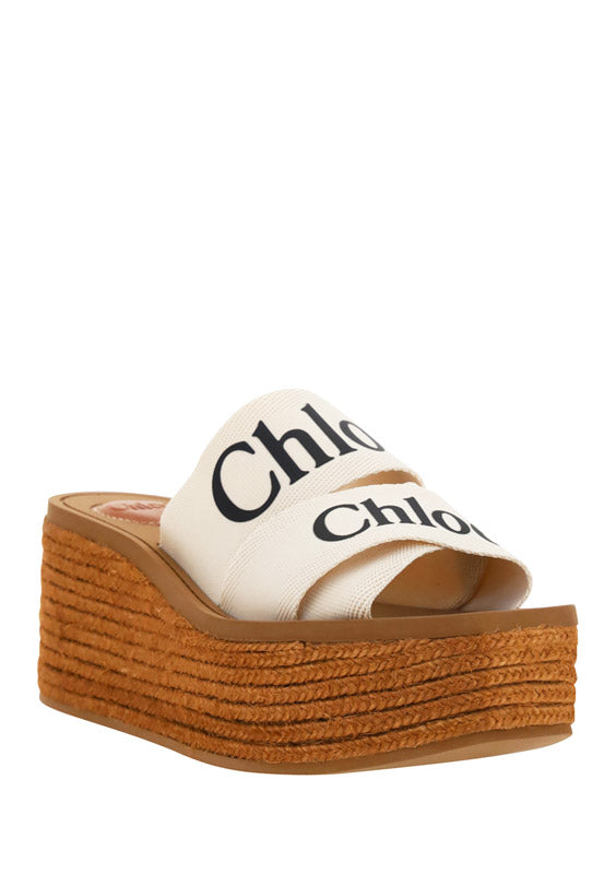 Woody Wedge Mule In Canvas - Ivory