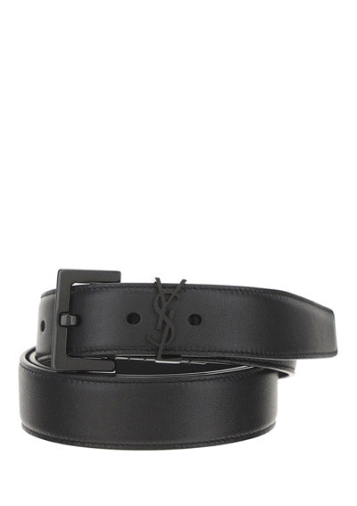 Monogram Belt In Smooth Leather - Black
